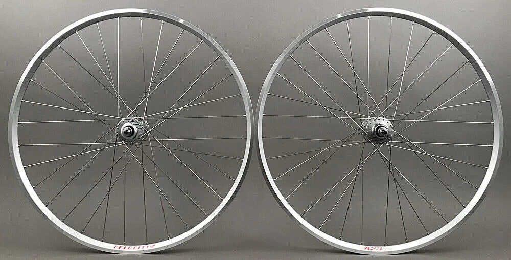 Velocity A23 Silver Rims Miche Pista Hubs Single Speed Track Bike Wheelset Fx/fx 3 Velocity A23 Silver Rims Miche Pista Hubs Single Speed Track Bike Wheelset Fx/fx