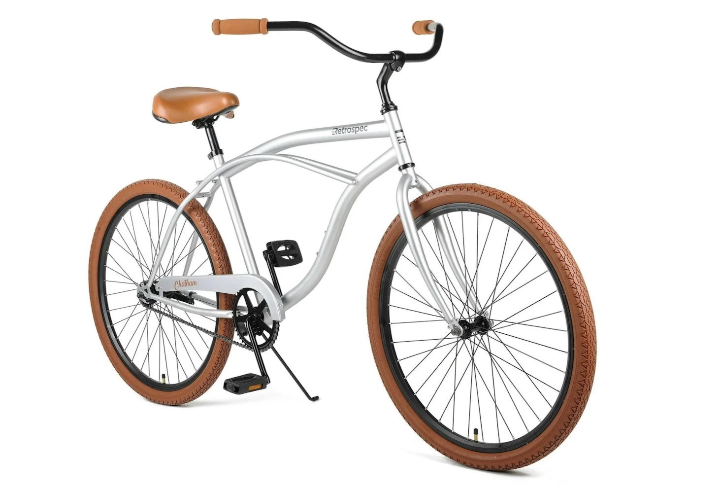 Retrospec Chatham Beach Cruiser 1-Speed 26" - Matte Silver/Cardinal 2021 4 Retrospec Chatham Beach Cruiser 1-Speed 26" - Matte Silver/Cardinal 2021 - Image 2